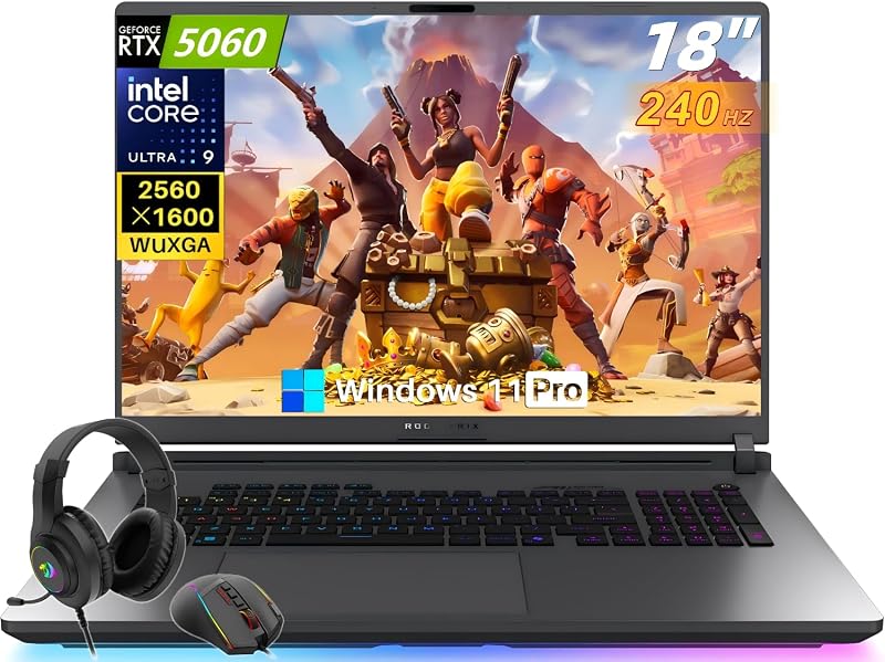 ROG Strix G18 Gaming Laptop 18" 2.5K 240Hz Nebula Display, Intel Ultra 9 275HX, 32GB DDR5, 1TB SSD, GeForce RTX 5060, Wi-Fi 7, RGB Backlit KB, ROG Cooling, Gaming PC, Thunderbolt 4, Win 11 Pro
