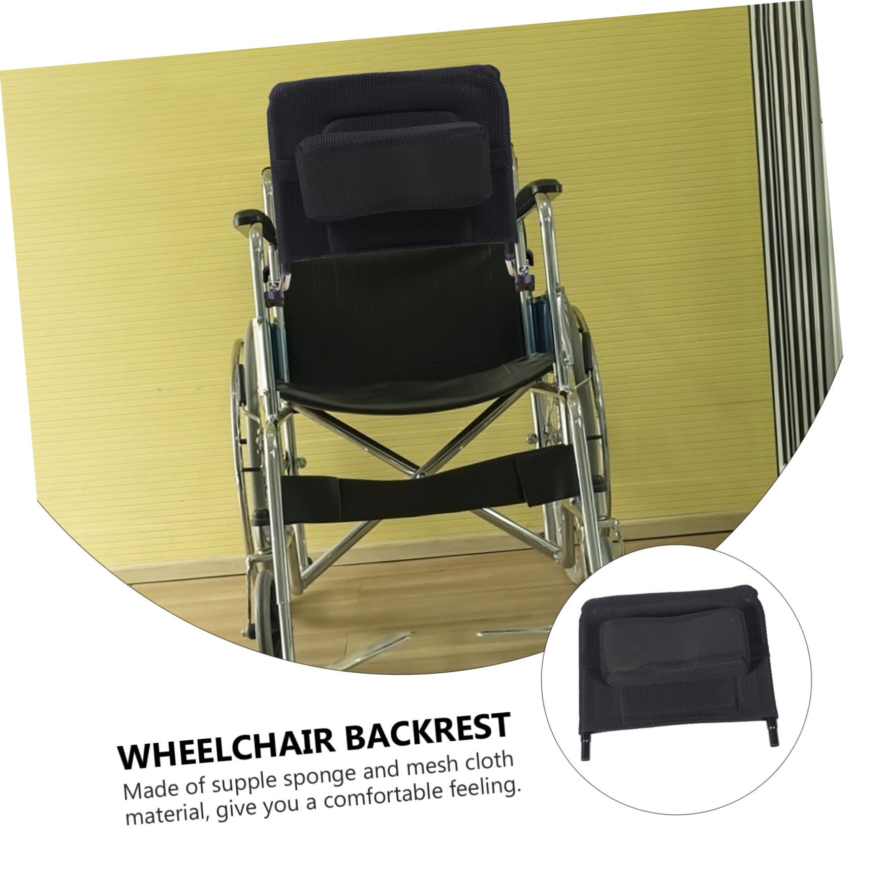 Accesorios Silla de Ruedas Respaldo Elevable y Desmontable, Extensor de Respaldo, Acero al Carbono y Malla Negra para Silla de Ruedas | Acero al Carbono, Acabado Acolchado y Suave, Accesorio para Reposacabezas y Cuello