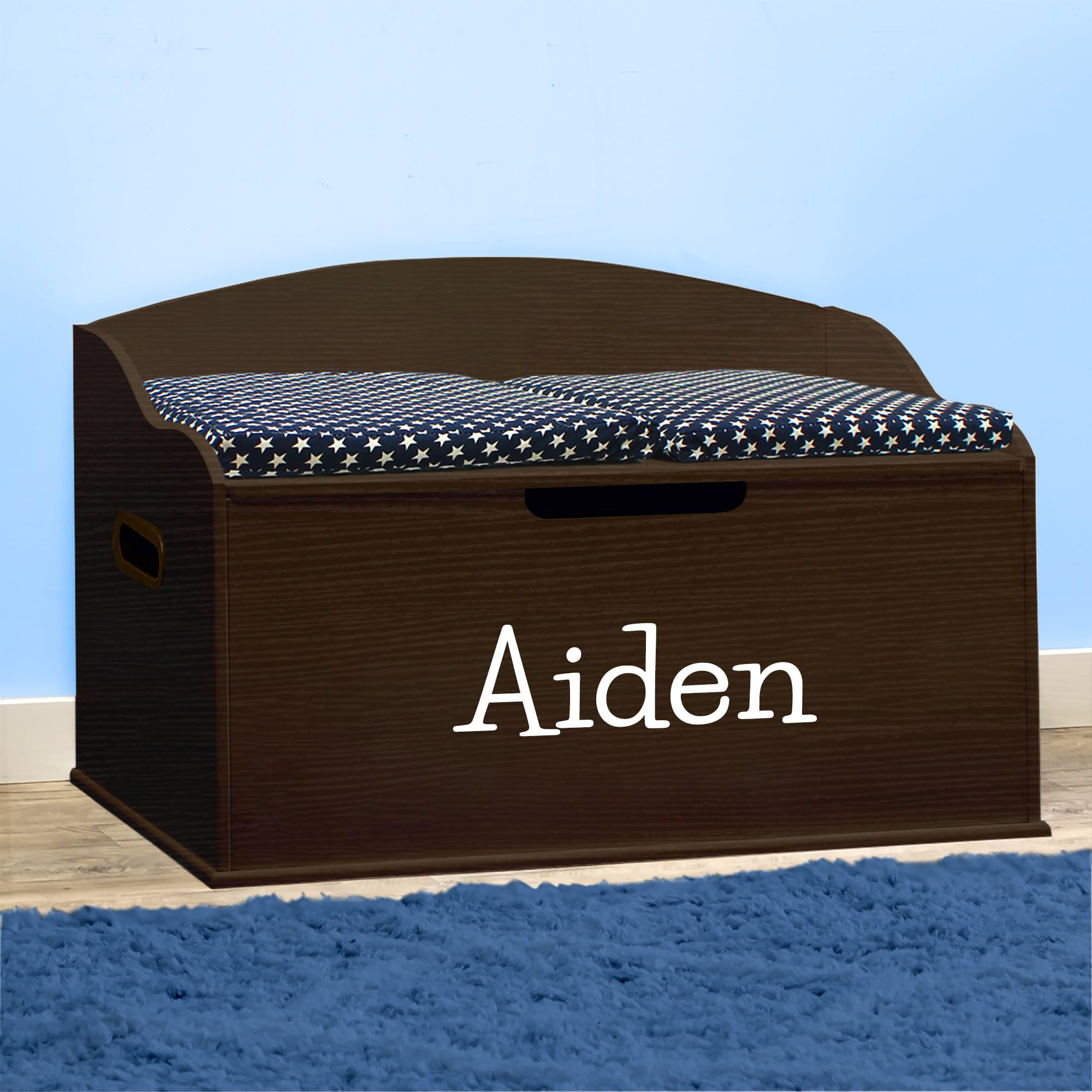 DIBSIES Personalized Creative Wonders Toy Box, Signature Series for Boys, 30 x 19.25 x 18 inches, Soft-Close Lid (Espresso)