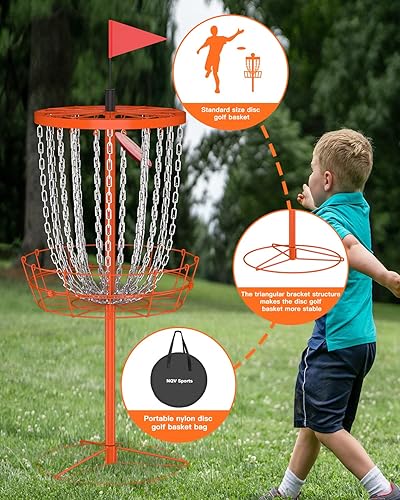 Miniatura 3 de NQV Cestas de golf de disco portátiles con bolsa, 24 objetivos de cadena para práctica profesional en interiores y exteriores