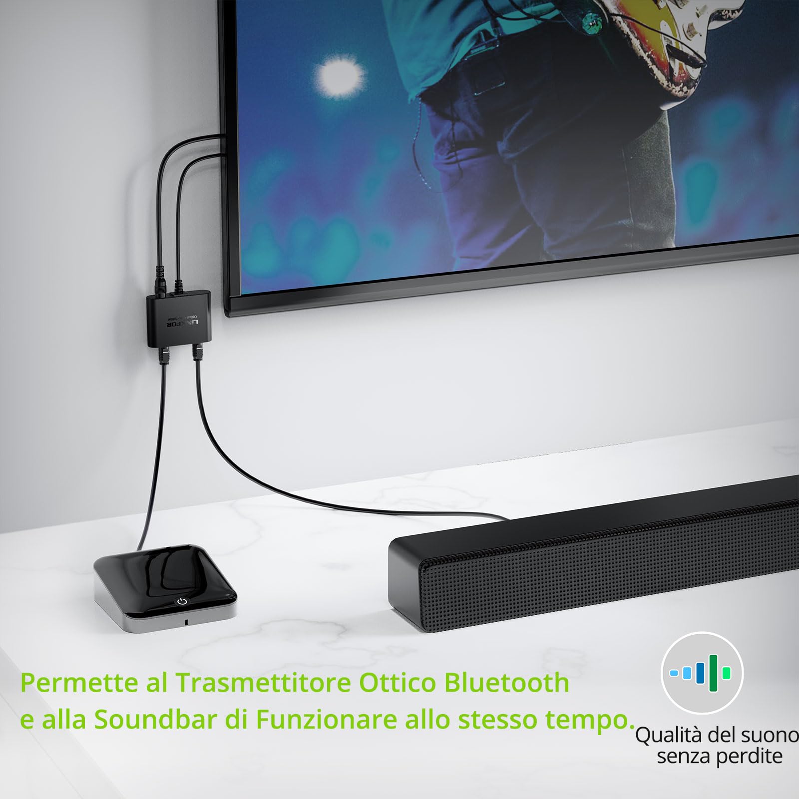 LiNKFOR Splitter Audio Ottico 1-in 3-out Con Cavo Toslink 3.3ft - Supporta LPCM2.0 DTS e Dolby-AC3 - Distributore 1X3 per TV DVD Amplificatore Soundbar PS5/PS4