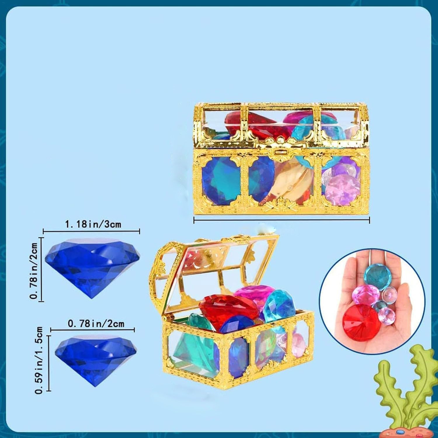 Amazon.co.jp: 子供 宝石おもちゃ 宝箱おもちゃ 海賊 宝物 フェイク