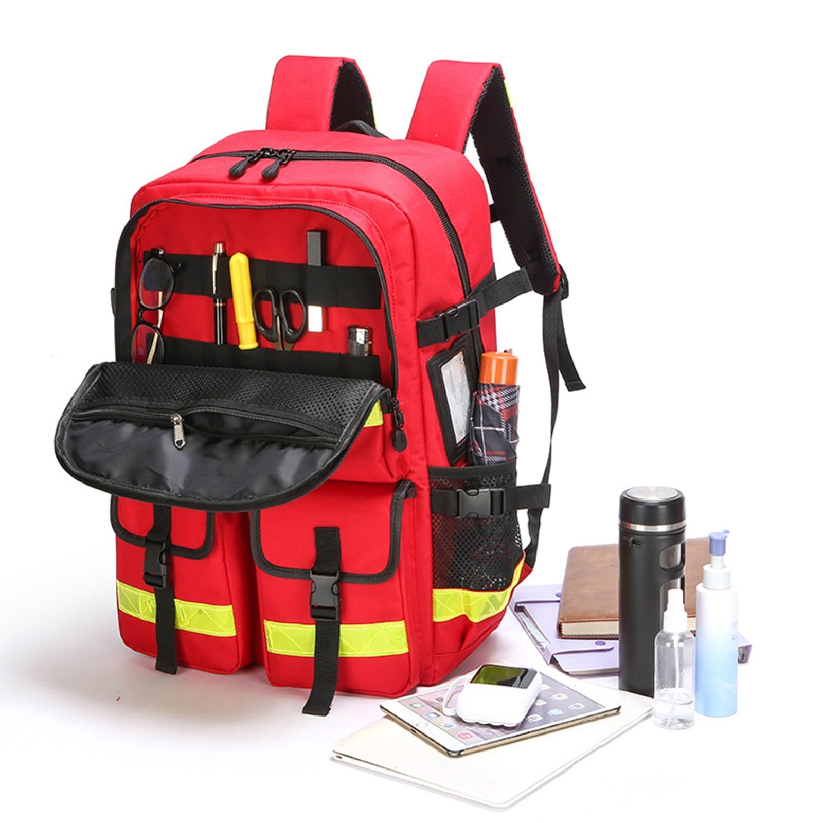 Cubstone Sac de Premier intervenant Vide,Trousse de Premiers Soins Voiture,Trousse de Secours Professionelle avec Réfléchissant,Très Grande capacité,Imperméable pour Domicile Voiture Bateau(Red)