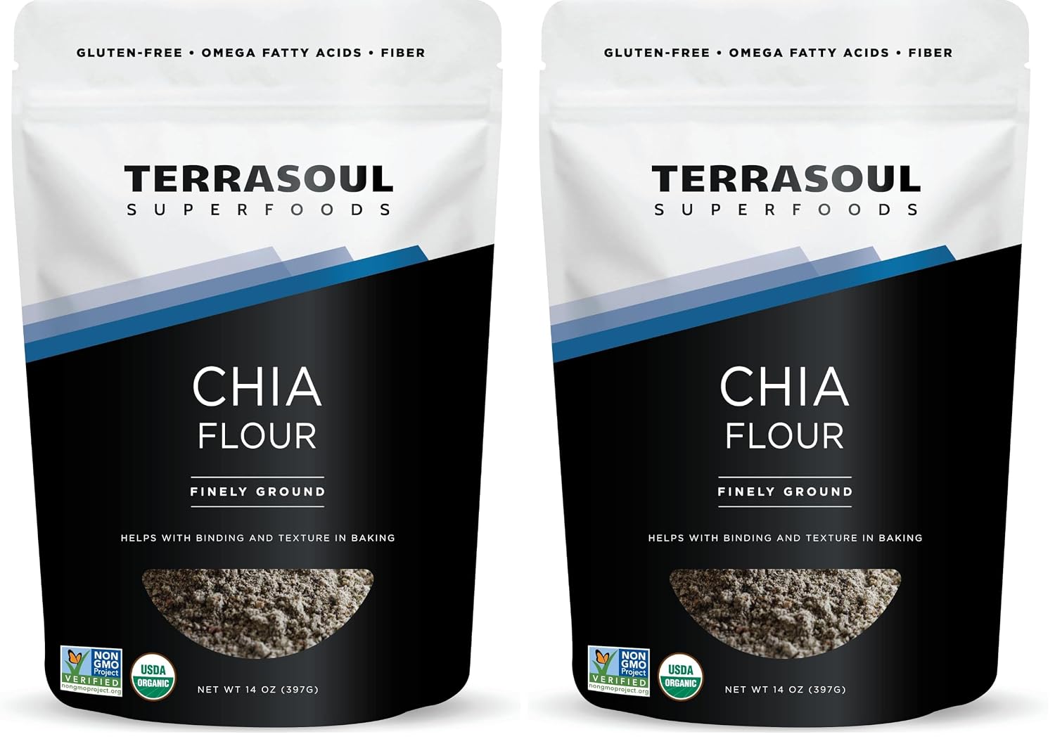 Terrasoul Superfoods Organic Chia Flour, 14oz – Cold-Milled, Plant-Based Superfood for Smoothies, Baking & More (Pack of 2)