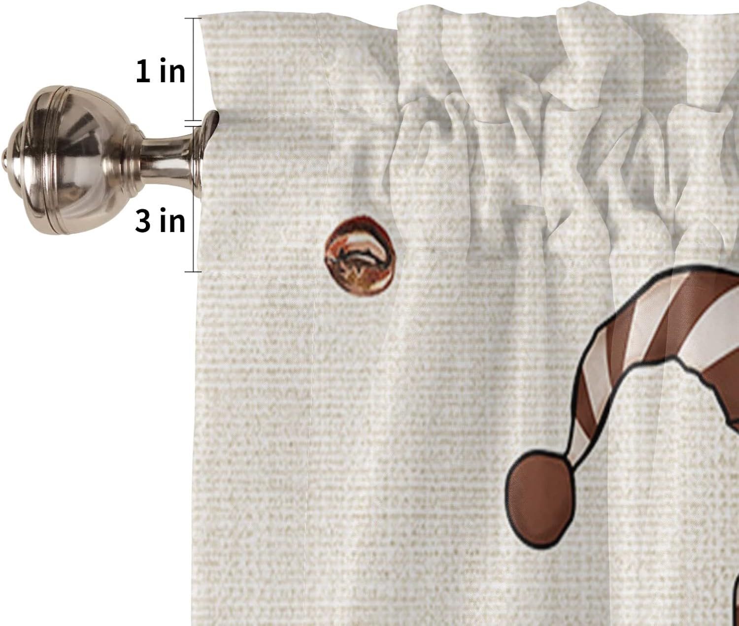 Gnomes Coffee Kitchen Curtain 2 Panels Tiers Curtains 36 Inch Length, Vintage Brown Buffalo Plaid Stripes Curtains Rod Pocket Curtains Window Drapes Treatment Window Cafe Curtains 55x36