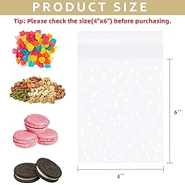 Morepack Self Sealing Cellophane Bags,200 Pcs Clear Cookie Bags Resealable Cellophane Bag for Packaging Packaging Bakery, Favors, (4x6, No Stickers, Bows)