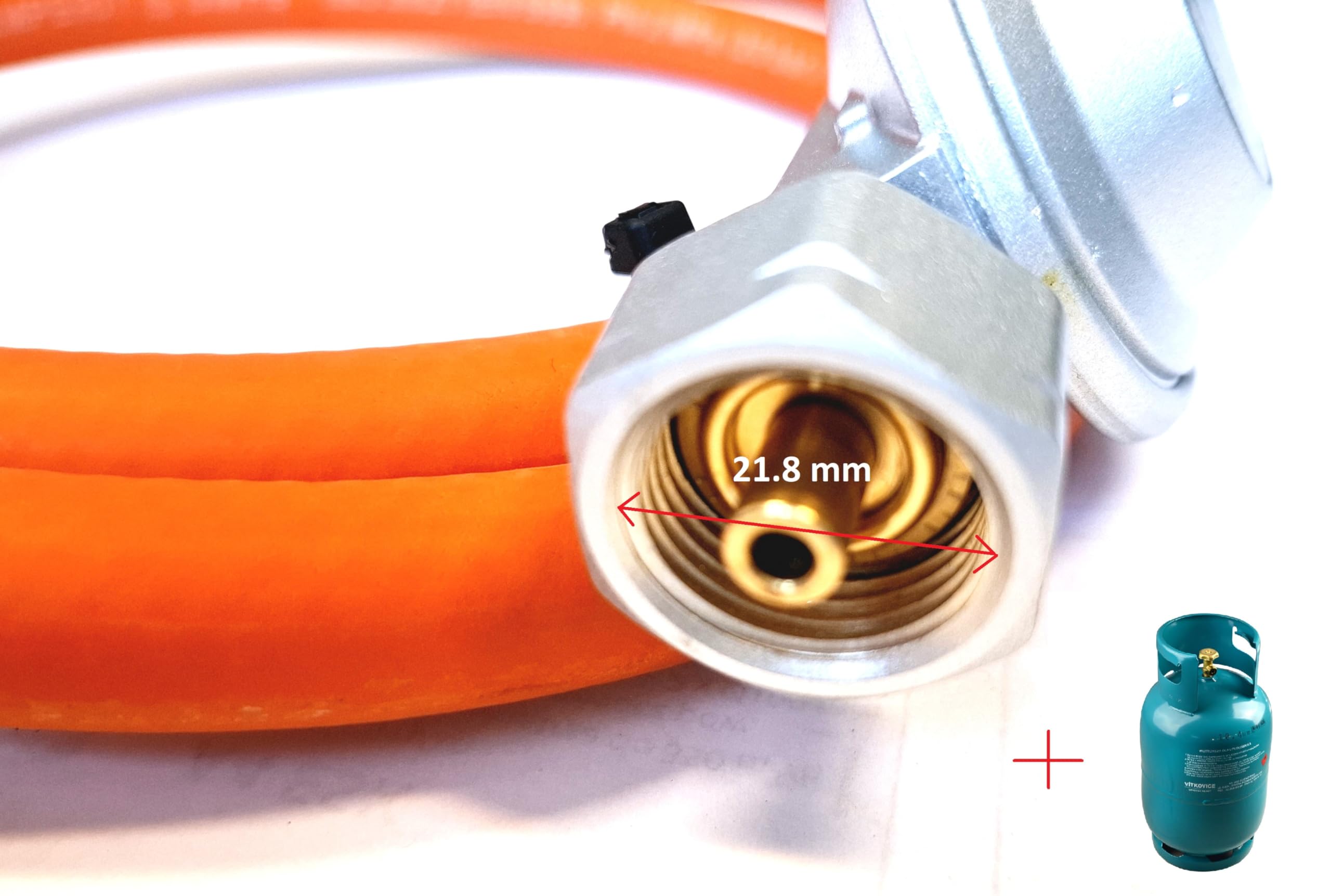 Manguera para hornillo de gas con reductor para botellas de 11 kg | 0,5 m 500 cm | Conector 1/2" derecho y reductor 21,8 mm