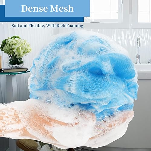 Miniatura 7 de FARMOGA Esponja de esponja de baño, esponja de ducha, esponja de malla exfoliante, puf de ducha, esponjas de baño para mujeres y hombres, accesorios