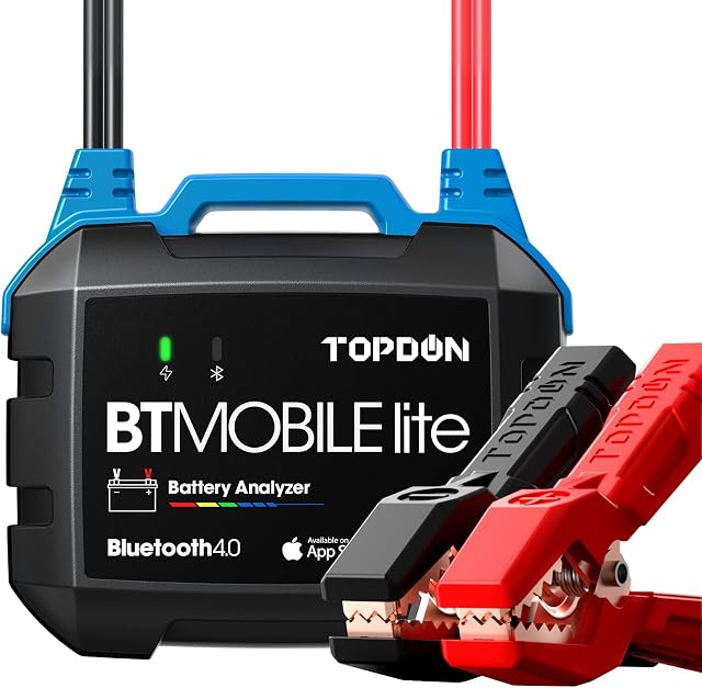 Topdon Car Battery Tester 12V Load Tester, BT Mobile Lite 100-2000CCA Automotive Alternator Tester Battery Analyzer Charging Cranking System Tester for Car Truck Motorcycle ATV SUV Boat Yacht