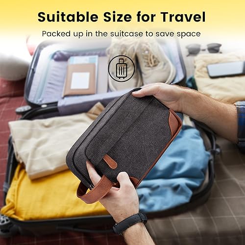 Miniatura 7 de Vorspack Dopp - Bolso de lona colgante para productos de aseo personal para hombre, ideal para artículos de afeitar, resistente al agua, bolso de