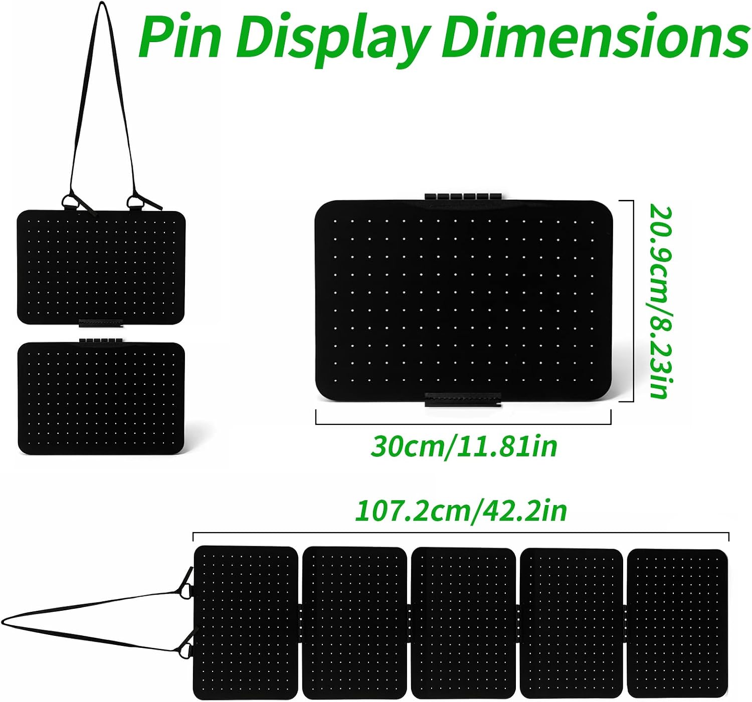 Hanging Pin Display Panels Organizer with 5 Loose-Leaf Board Pieces & 4 Hooks, Badge Collection Pins Storage image 2