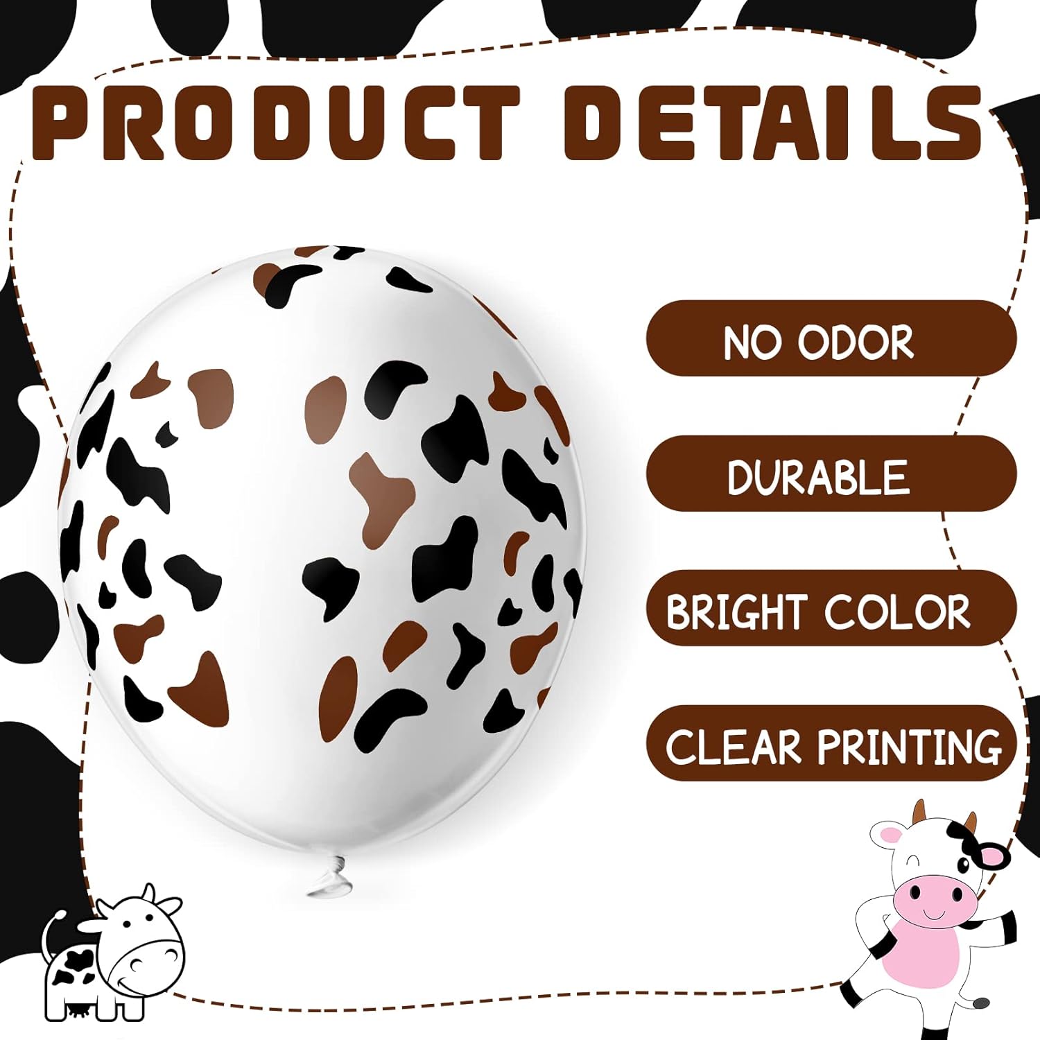 Hiboom 50 Pcs Cow Balloons Latex Funny Print Cow Farm Balloons for wedding Birthday Party Supplies Decorations