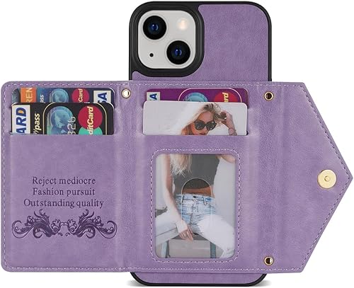Miniatura 9 de SZHAIYU Cartera con cremallera compatible con iPhone 15 Plus, funda cruzada con correa para mujer, tarjetero y cordón de 6.7 pulgadas, soporte de