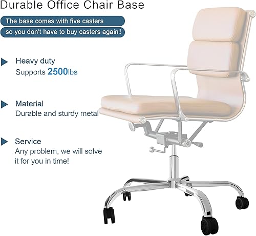 Miniatura 6 de Frassie Silla de oficina de 28 pulgadas, base de metal, repuesto resistente, 2500 libras, universal, parte de la base de la silla de computadora con