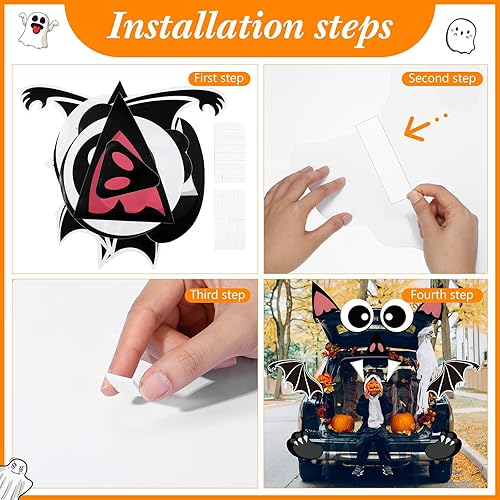 Miniatura 7 de Huwena Decoración de Halloween para maletero o golosina de coche, decoración de PVC para Halloween, decoración de coche, fantasma, monstruo,