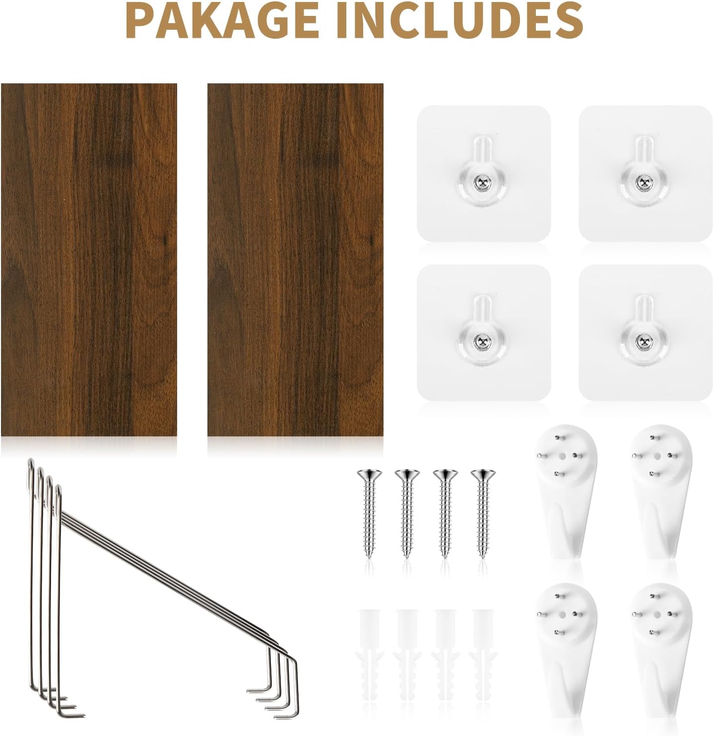 Renter Friendly Shelves No Drill, 2 Pack Renter Friendly Hanging Shelves, Rustic Wood Wall Mounted Shelf for Tenant, Dormitory, Apartment, Office Worker