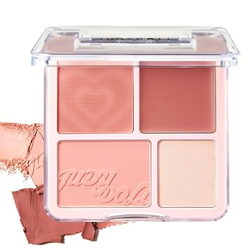 JUDYDOLL 2 In 1 Blush Highlighter Palette,Blush Cream & Glowy Blush,Buildable Color for Cheeks, Cute Makeup, Lightweight, Smooth Powder, Multi-Use, Matte Finish or Radiant Look