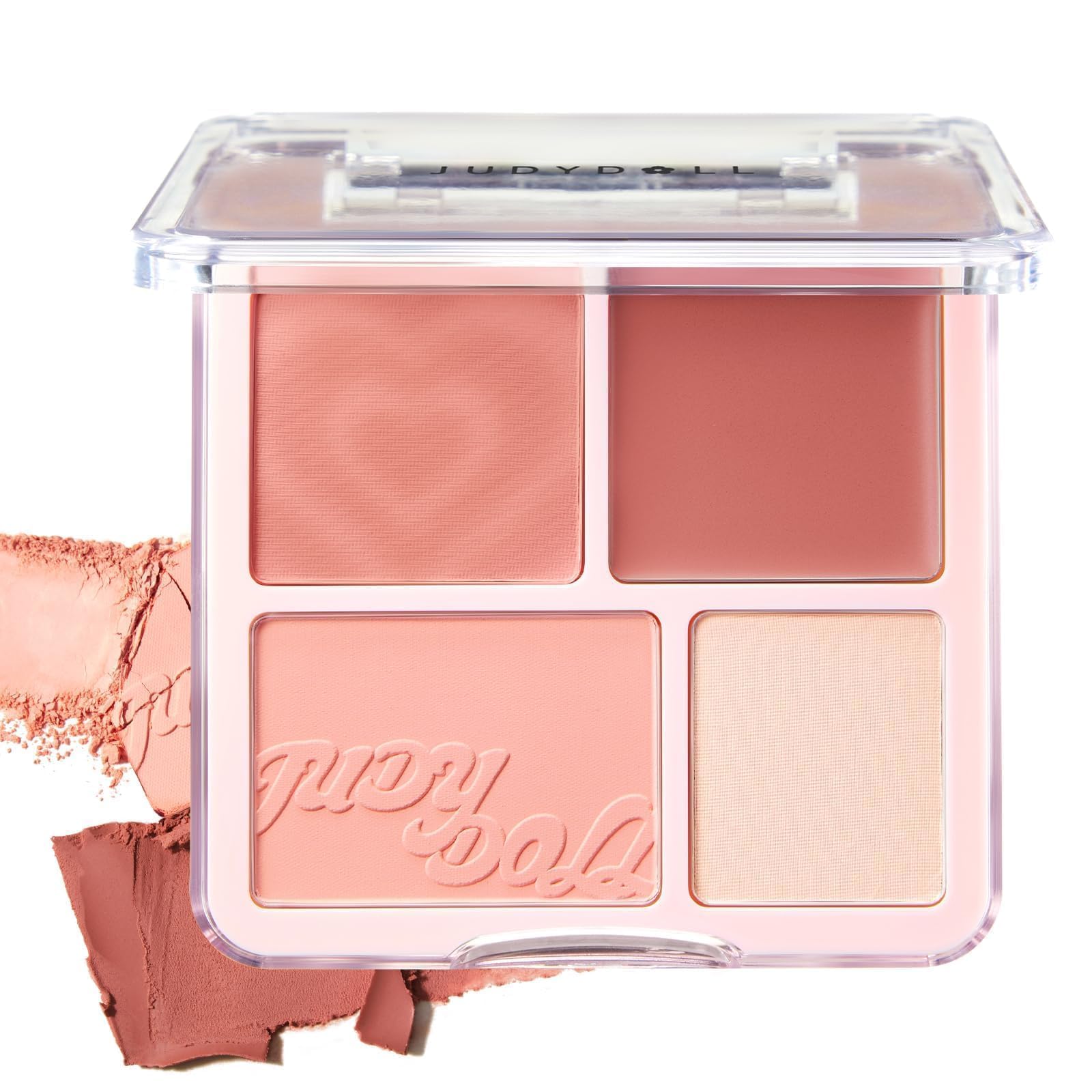 JUDYDOLL 2 In 1 Blush Highlighter Palette,Blush Cream & Glowy Blush,Buildable Color for Cheeks, Cute Makeup, Lightweight, Smooth Powder, Multi-Use, Matte Finish or Radiant Look #01 Milk Apricot Melon
