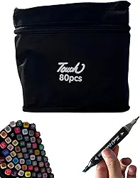 Kit canetinhas 80 cores permanente para colorir ponta dupla touch marcador profissional para desenho e escolar, marca texto - estojo 80 canetinhas coloridas hidrógraficas