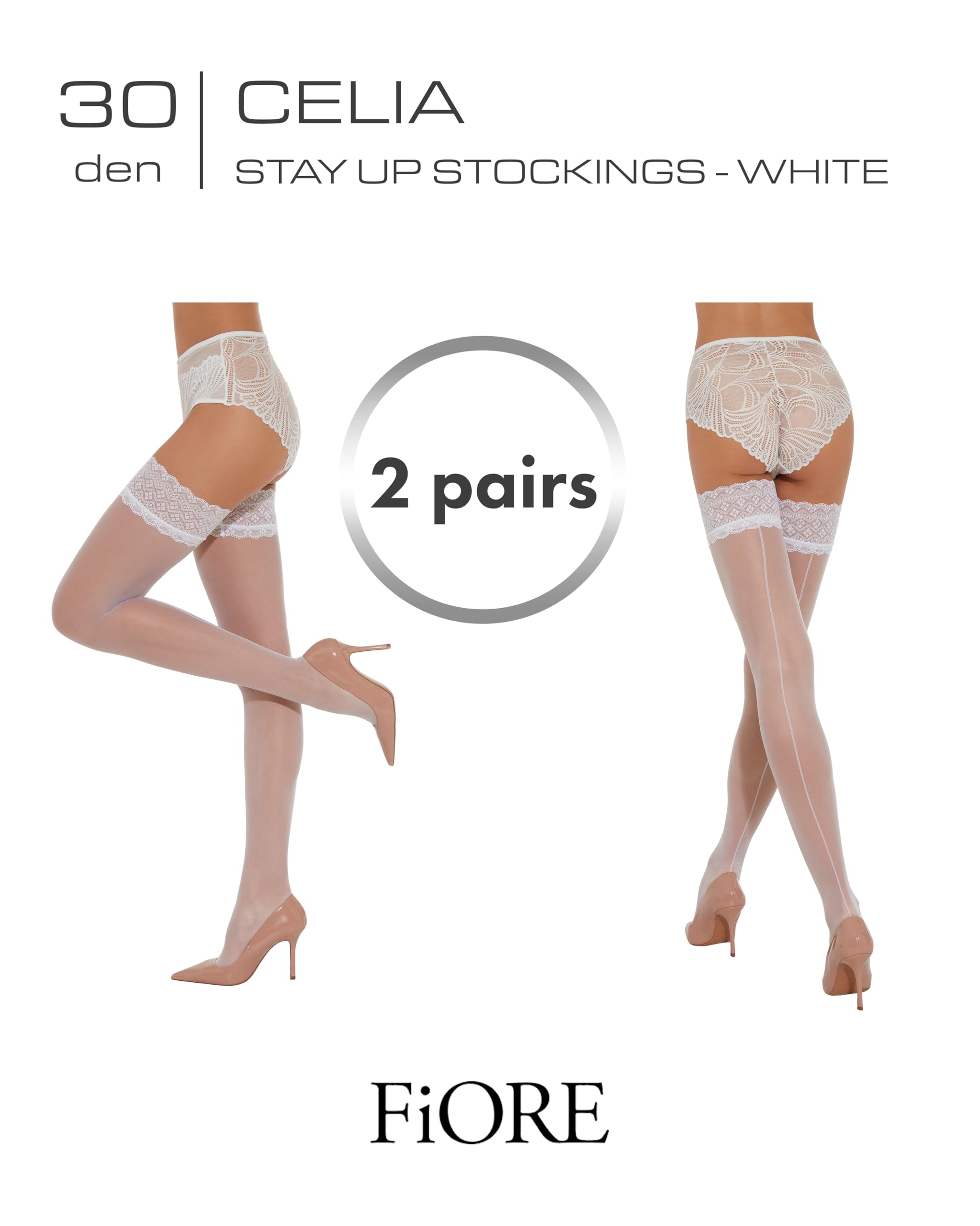 Fiore Celia/Obsession Bas Autofixants, 30 DEN Femme