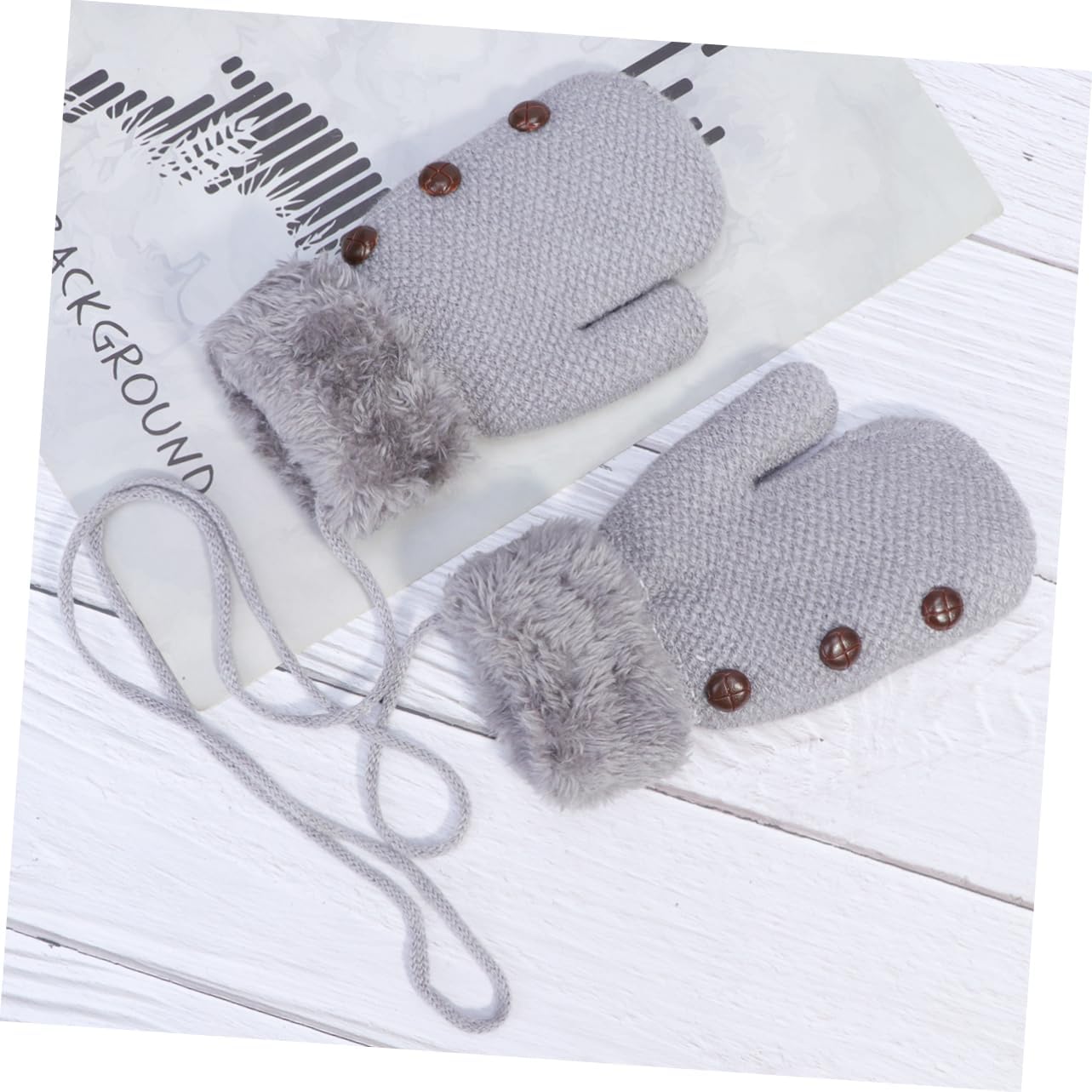 Veemoon Boy Girl Thick Plush Knitted Gloves for Warm Mittens Protector for Boys and Girls Grey Large for Cold Weather and Outdoor Activities