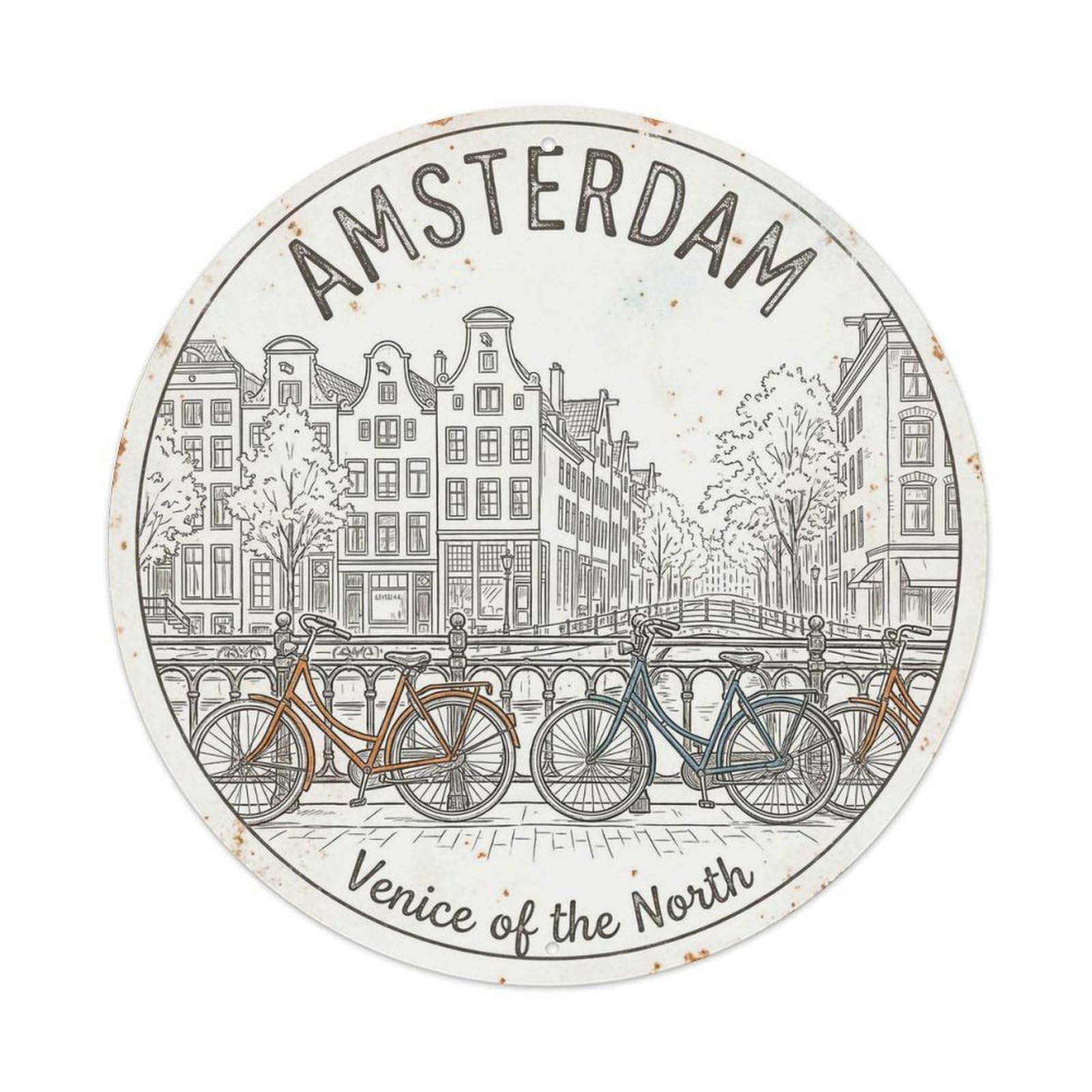 Vintage Travel Amsterdam Netherlands Relic Metal Tin Sign