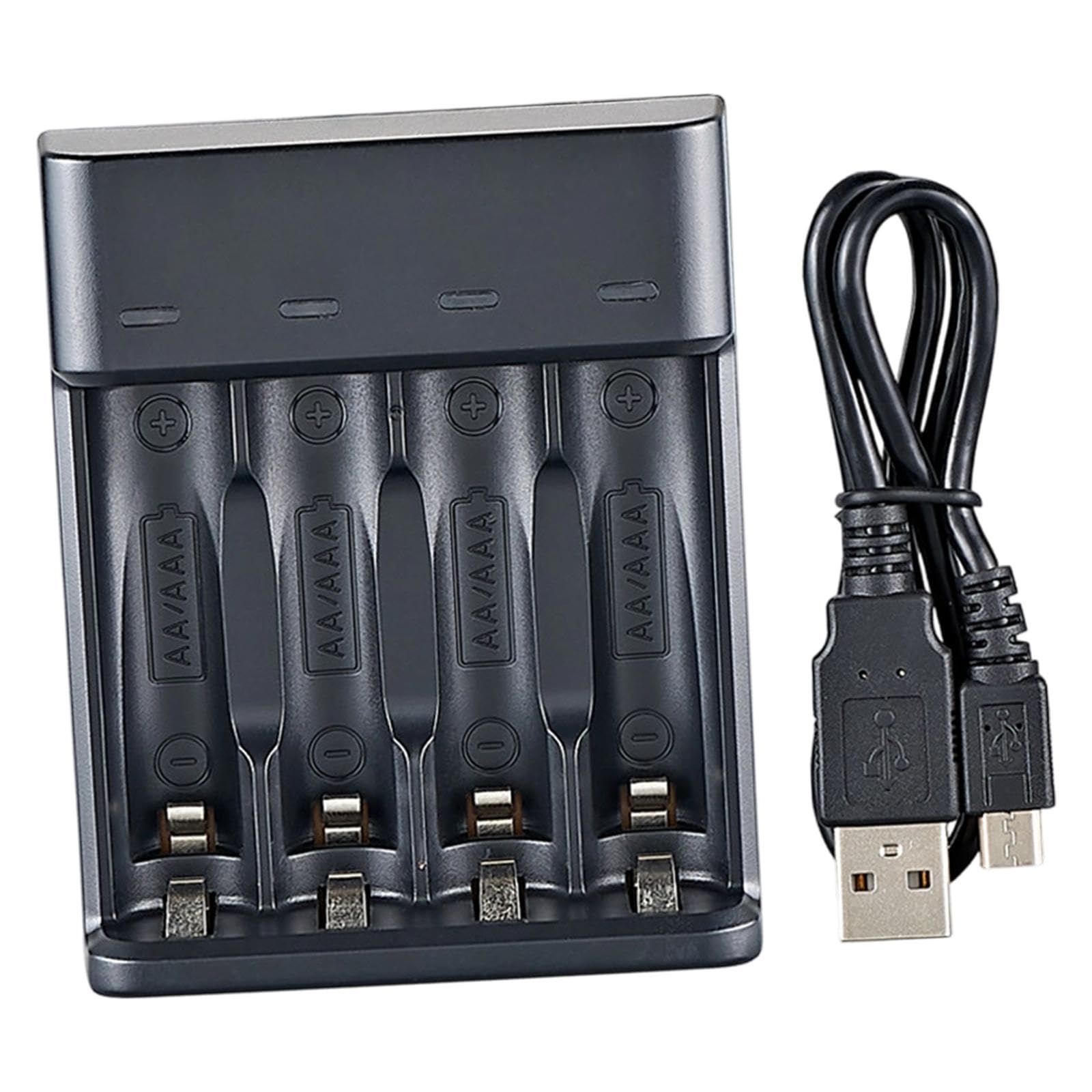Cargador de batería USB de 4 ranuras para baterías recargables AA AAA