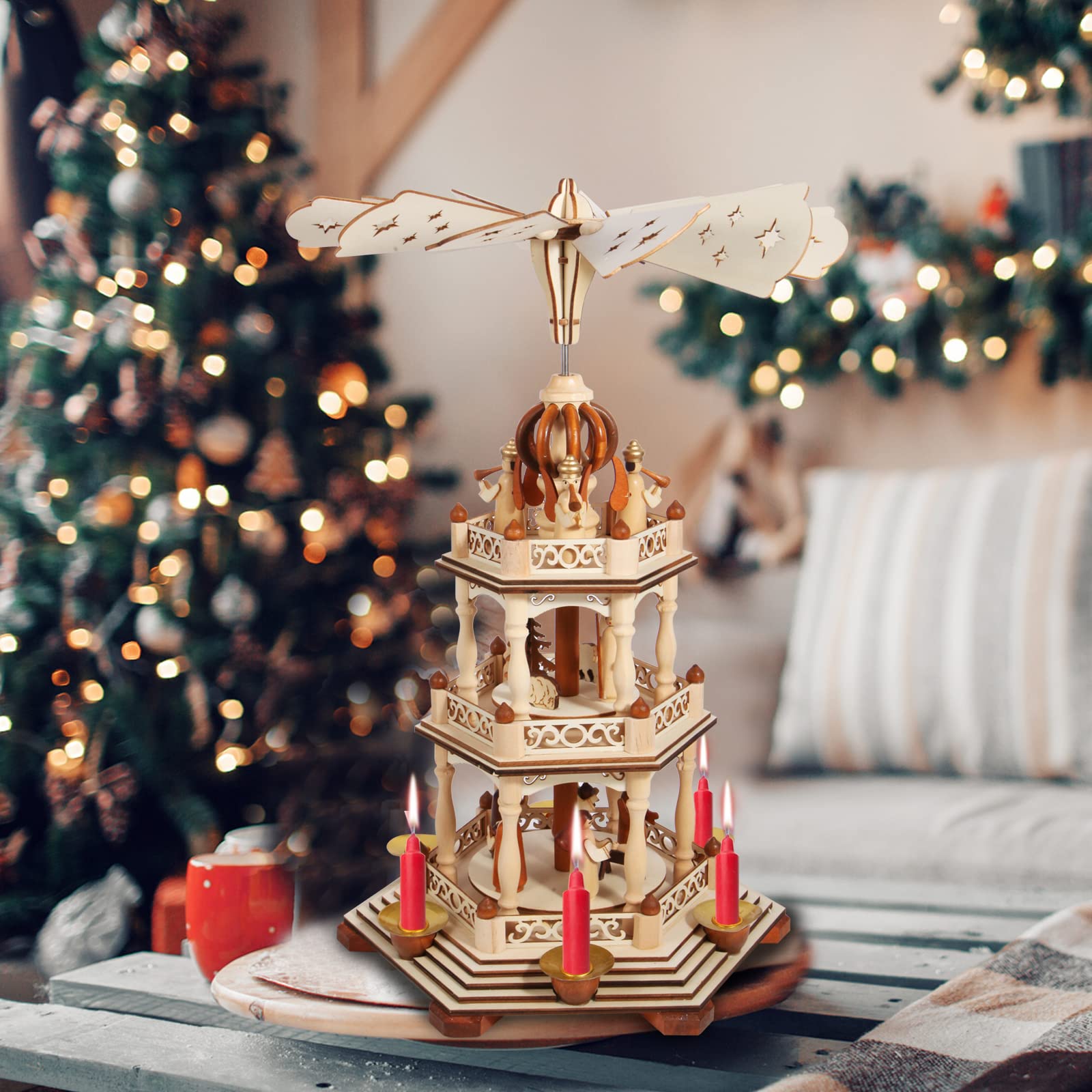 クリスマス キャンドルピラミッド 木製 2段 キャンドル付き 【公式通販】
