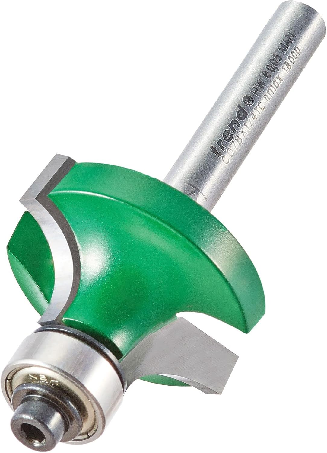 Trend CraftPro Guided Rounded Over Cutter Router Bit, 1/4 Inch Shank, 3/8 Inch Radius & 5/8 Inch Cut Length, Tungsten Carbide Tipped, C078X1/4TC