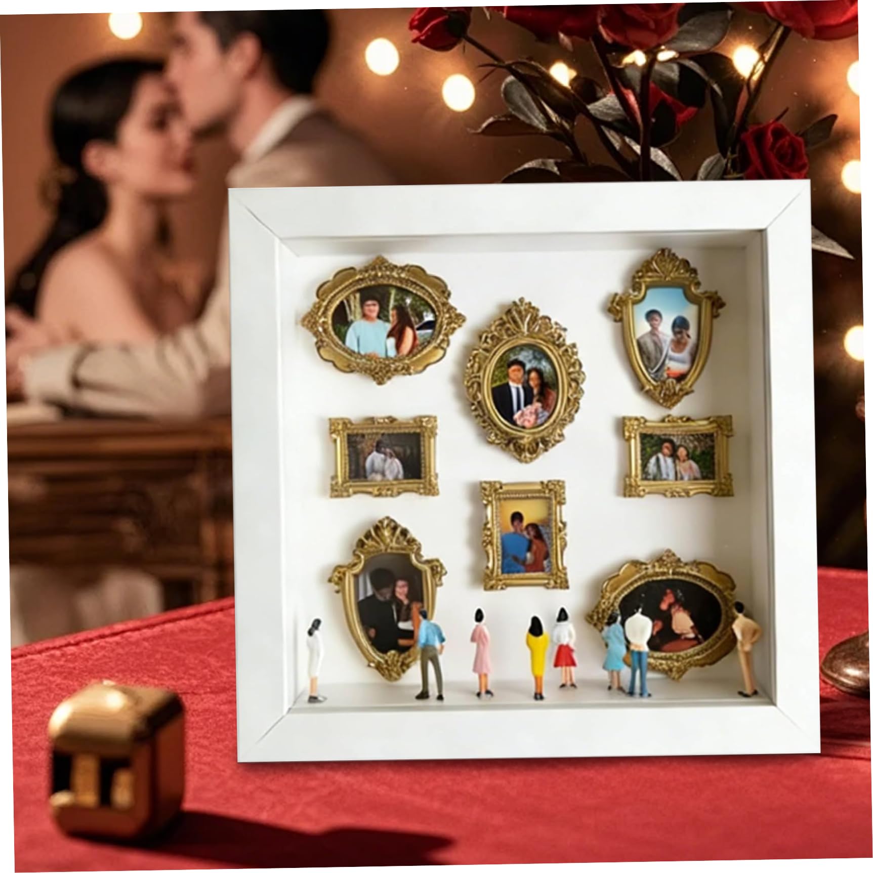 Mini shadow box pour photos de mariage et souvenirs de voyage en bois