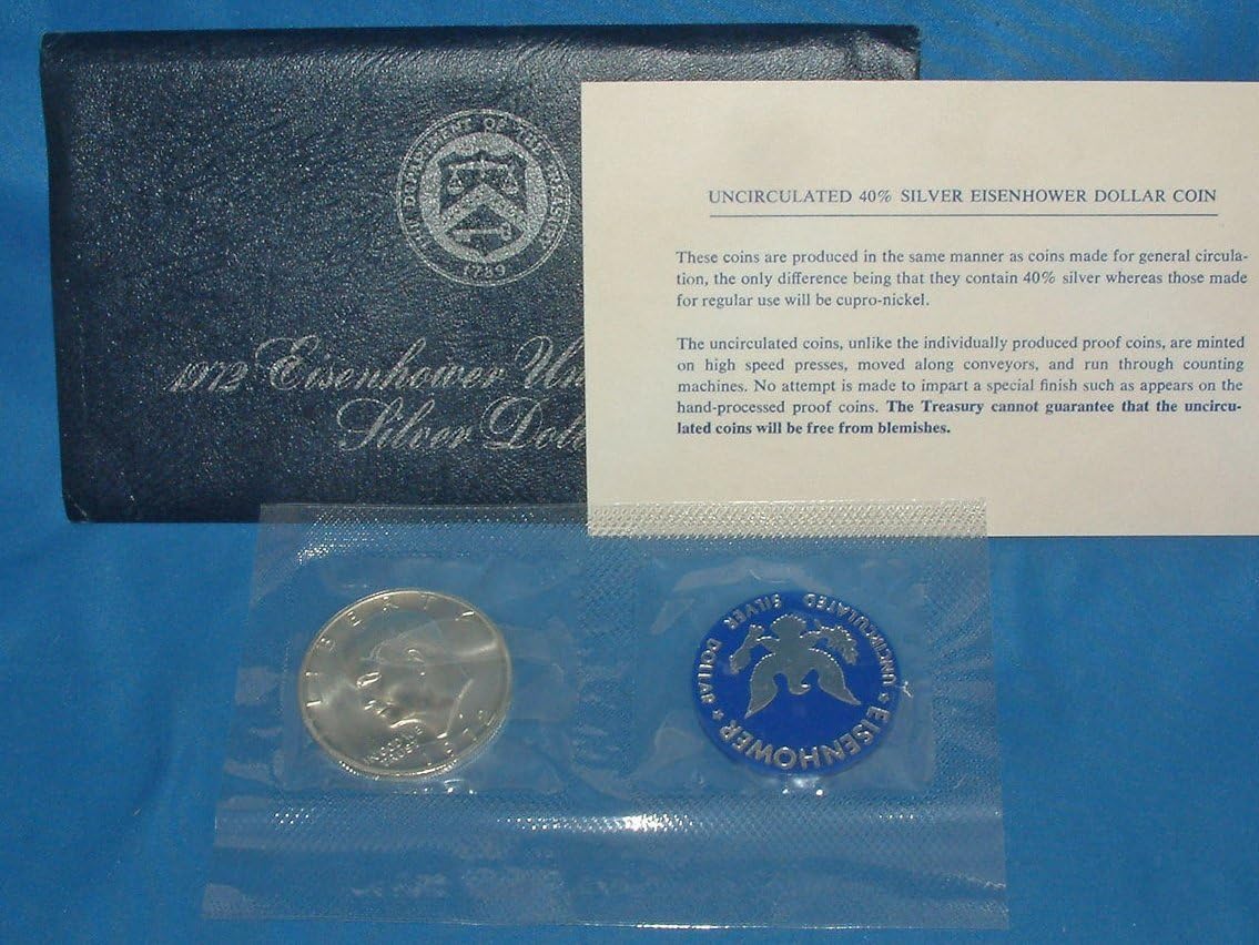 1972 S -S Uncirculated Eisenhower "Blue Pack" Silver Dollar with Original Packaging $1 Brilliant Uncirculated US Mint