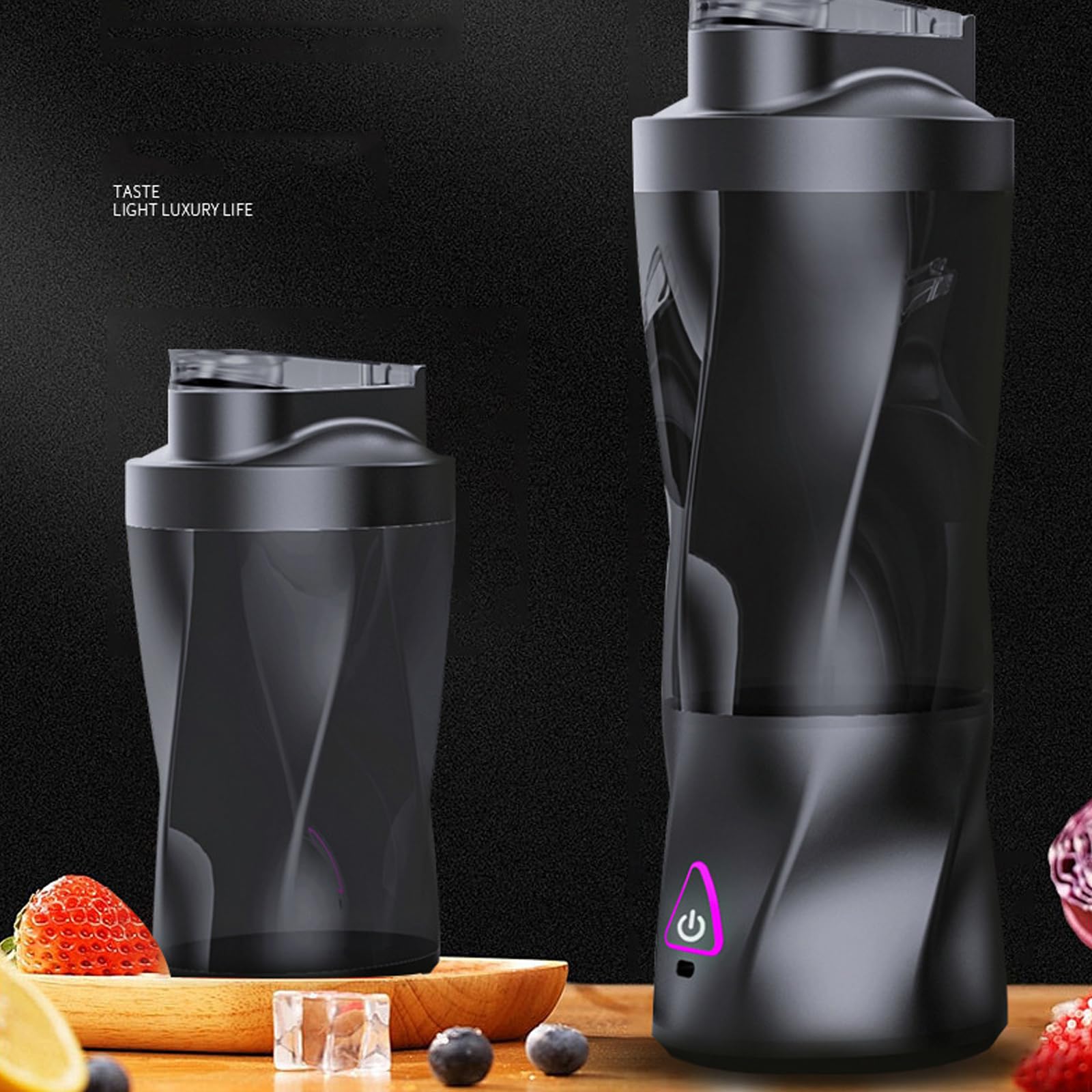 Vaso de viaje recargable para batidos, mezclador portátil de 24 onzas para bebidas mixtas con tapa y lazo de transporte para viajes y uso al aire libre, bebidas, camping, desayuno