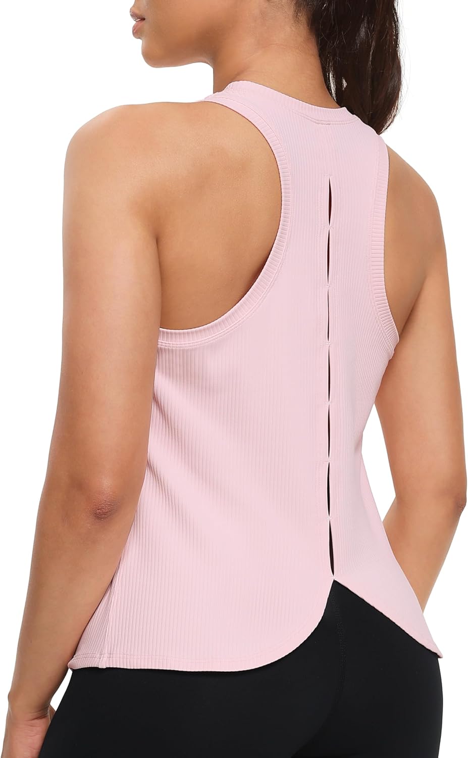 YUNOGA Women's Workout Tank Tops Cross Split Back Athletic Yoga Tops Sleeveless Loose Fit Gym Sports Shirts