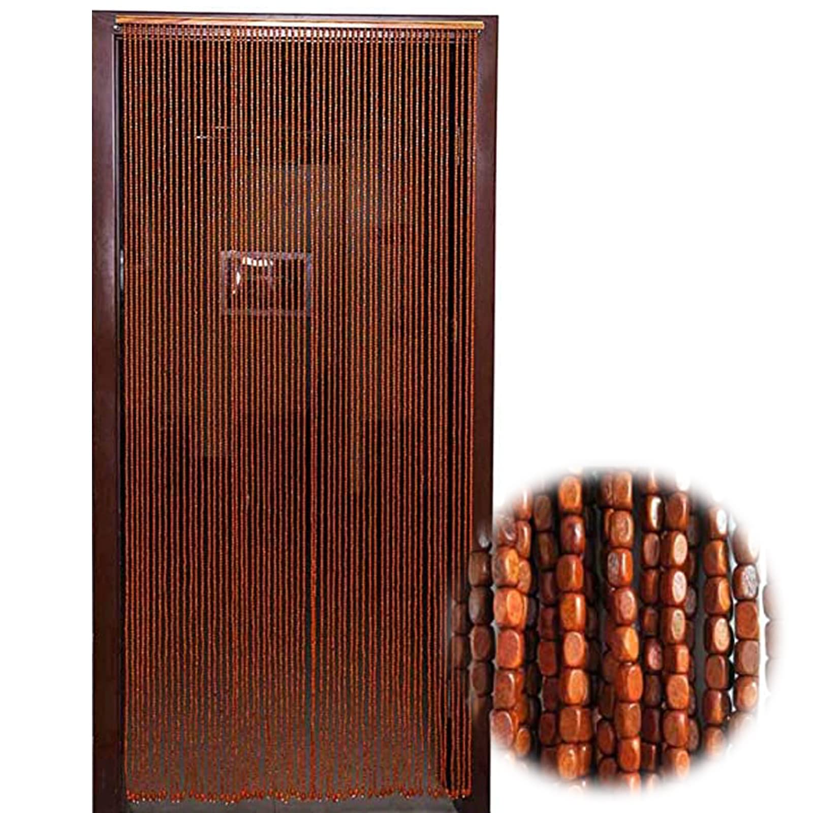 Rideaux en perles de bois naturel rétro pour séparation de pièce 80x160cm