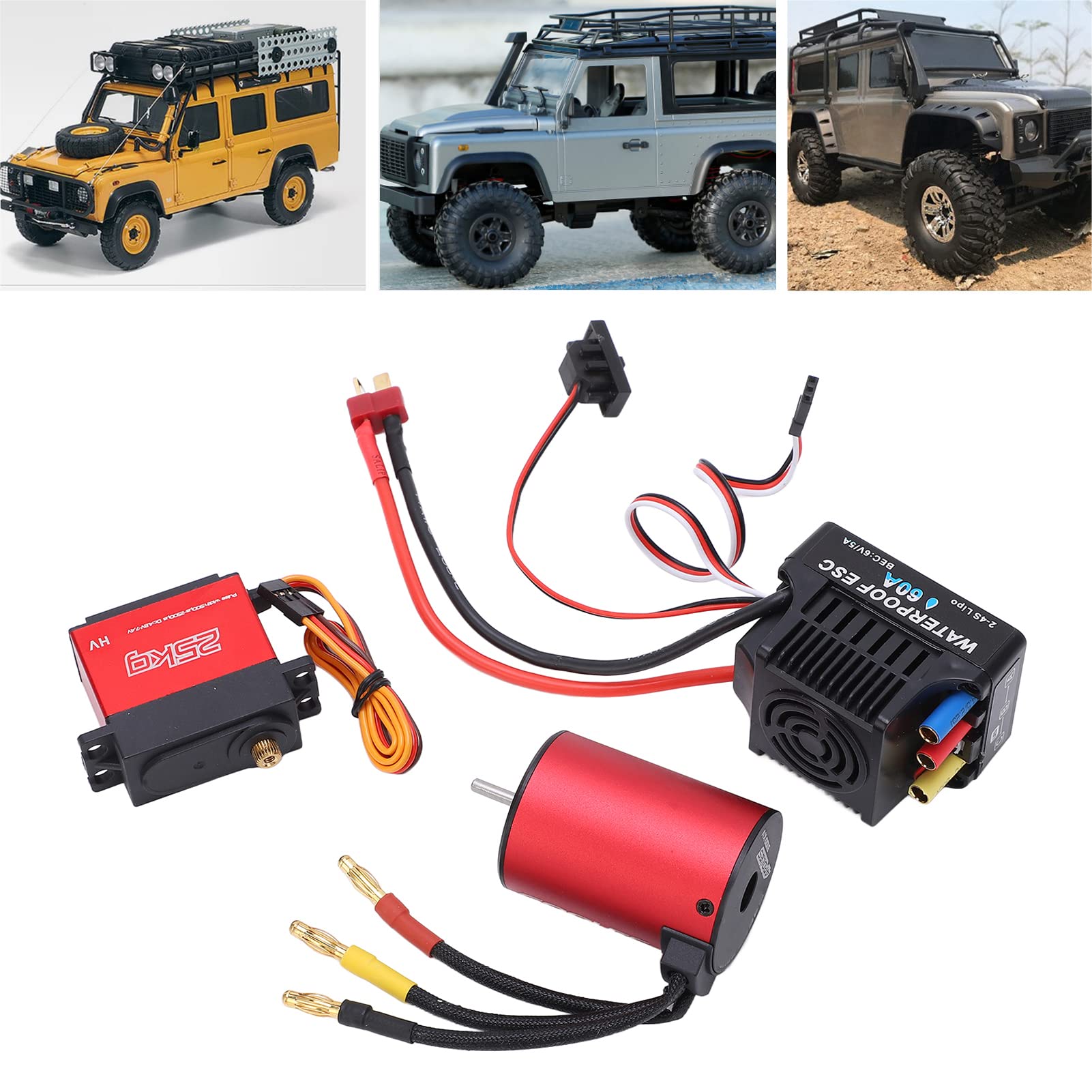 Generic Wodoodporny Silnik Bezszczotkowy 3100KV ESC Servo Combo do Samochodu RC, Trwały i Przenośny Zestaw do Modeli 1/8 1/10
