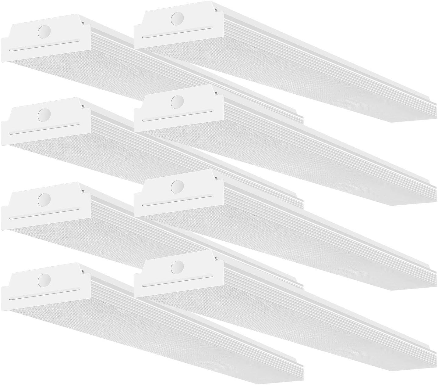 FaithSail 4FT LED Wraparound Garage Shop Lights, 40W 4400lm 4000K Neutral White, 48 Inch LED Wrap Light Flush Mount Linear Office Ceiling Lighting Fixture, 4 Foot Fluorescent Light Replacement, 8 Pack