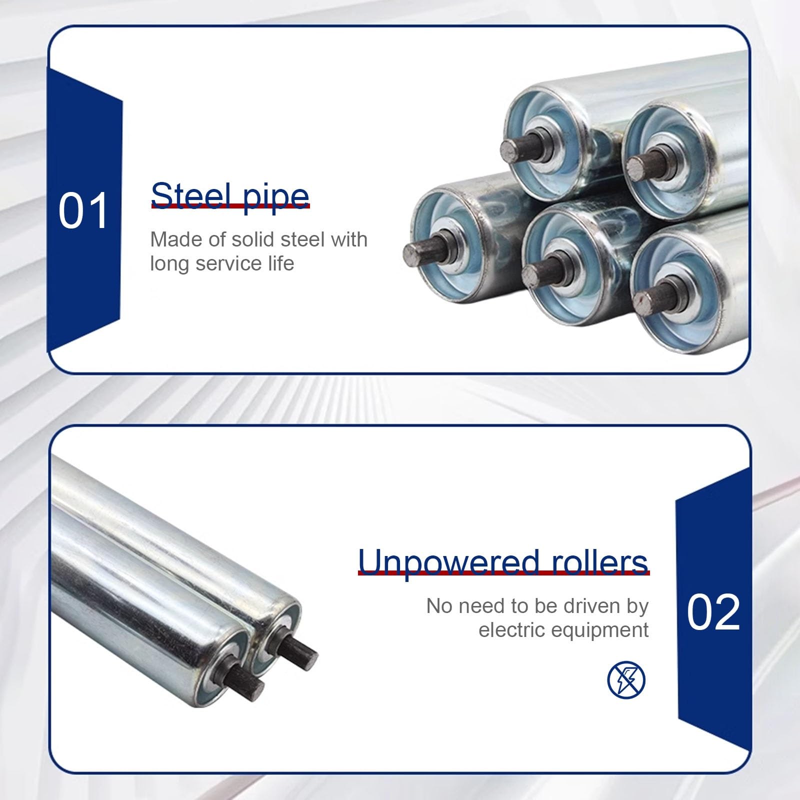 Rodillo transportador, Rodillos transportadores 50 x (150-1000) mm, paquete de 3(5pcs,50 * 300mm)