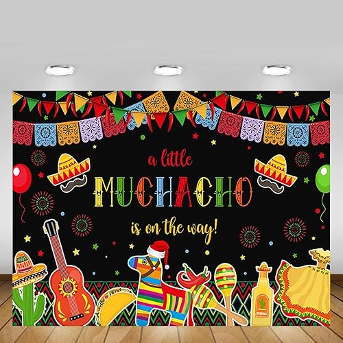 Miniatura 5 de MEHOFOND Fondo de fiesta para baby shower mexicano Un pequeño Muchacho está en el camino Cactus Cinco Mayo Taco Fotografía Fondo de Feliz Cumpleaños