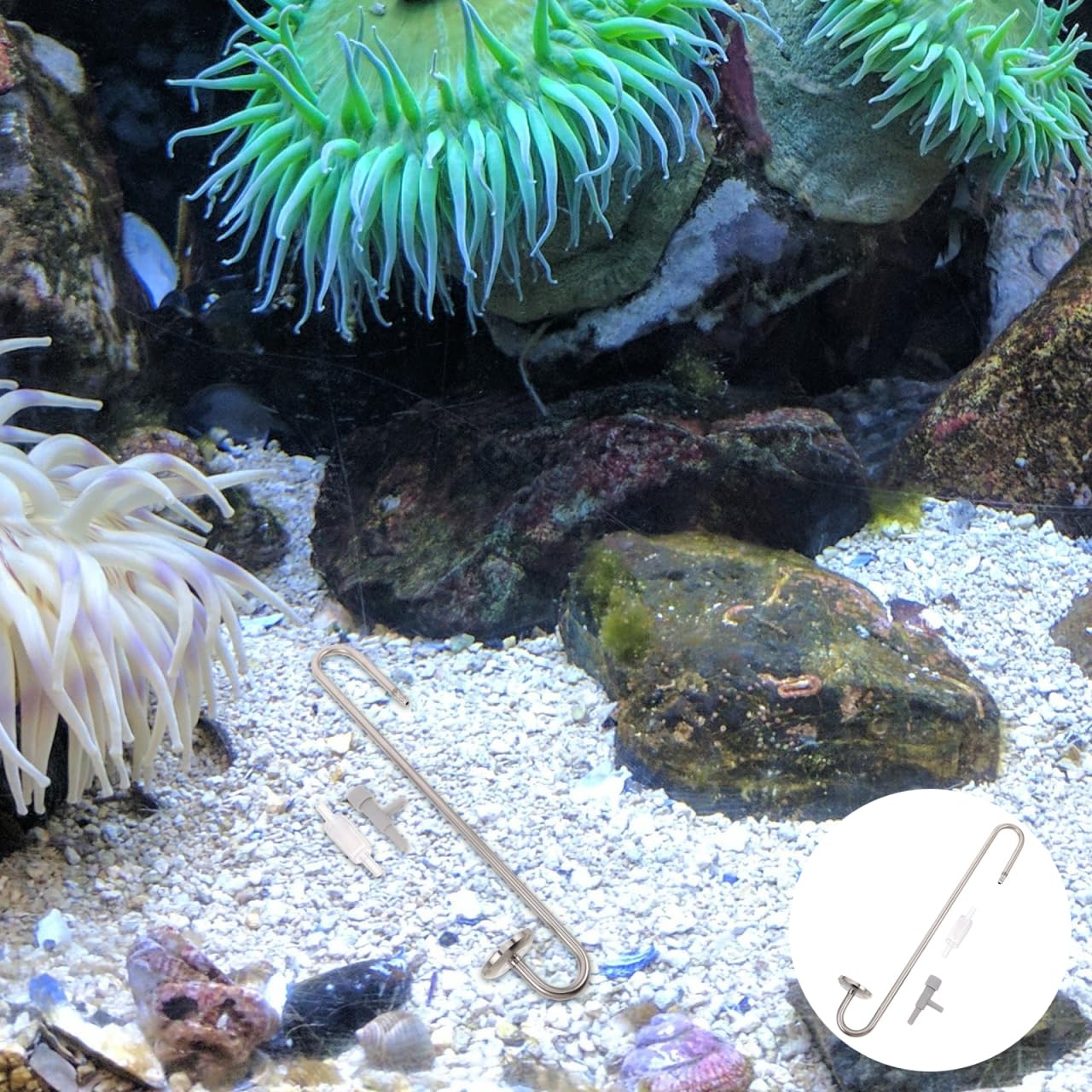 SHINEOFI Diffusore di ossigeno per pesci in acciaio inox, diffusore di bolle per acquario, per acquario, piante acquatiche, funzionamento silenzioso, facile installazione e manutenzione, adatto a