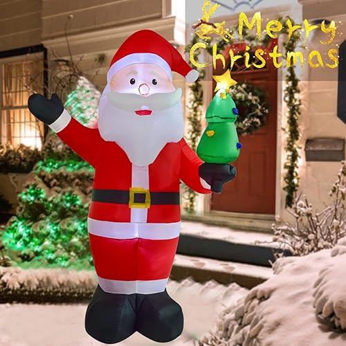 Miniatura 5 de DearHouse Papá Noel inflable de Navidad de 8 pies con luz LED, decoración de fiesta familiar, patio, césped, regalos inflables para interiores y