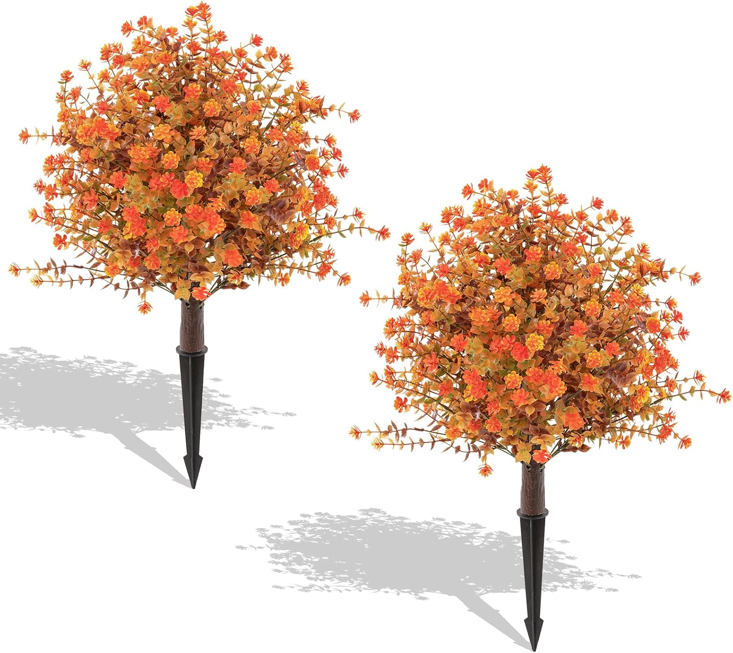 Topotdor Artificial Fall Eucalyptus Topiary Ball,UV Resistant Fake Shrubs