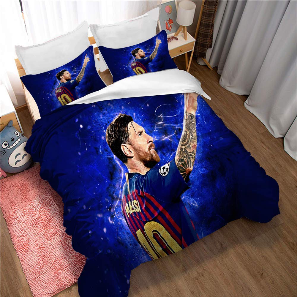 Duvet Cover Set 3 Pieces Reversible Lionel Messi Bedding Quilt with Zipper Ties Ultra Soft Microfiber (200x200cm(Double),Style 05)