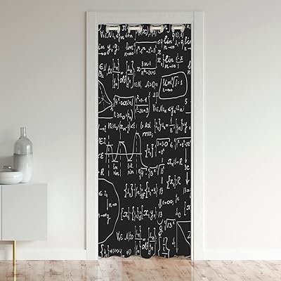 Math Door Cover Curtain Doorway Curtain Privacy Kids Boys Girls Black White Mathematical Insulated Thermal Curtains for Bedroom Formula Door Curtain Closet Door Curtain Room Divider 34