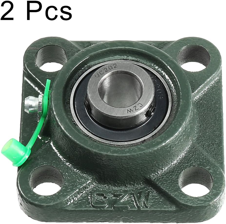 2pcs Pillow Transmission Parts Block Bearing UCF202 15mm Mounted Bear Square Flange Model:96as161qo204