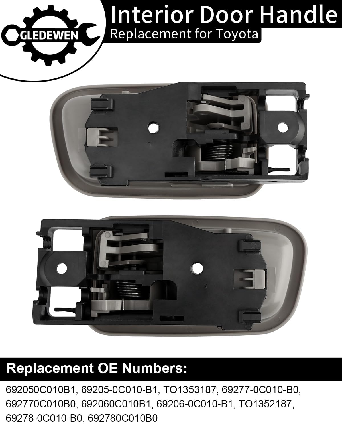 Gledewen Interior Door Handles W/Bezel (Pair), Compatible with Toyota Tundra 2000-2006, Beige, Front Left Driver & Right Passenger, 692050C010B1,692060C010B1 Inside Handle Door Part