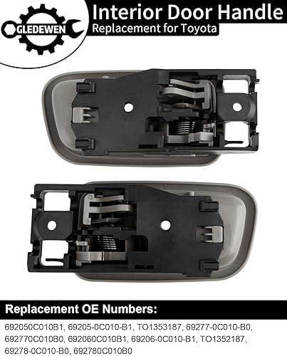 Vista 24 de Gledewen Manija de puerta interior con bisel, compatible con Toyota Tundra 2000-2006, beige, parte delantera interior izquierda del conductor