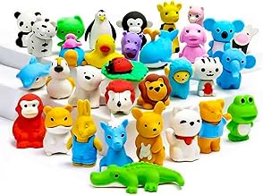 OFFCUP Animal Mini Erasers, 32pcs Novelty Cute Small Pencil Erasers for Students, Homework, School, Classroom Rewards, Prizes, Party Favors