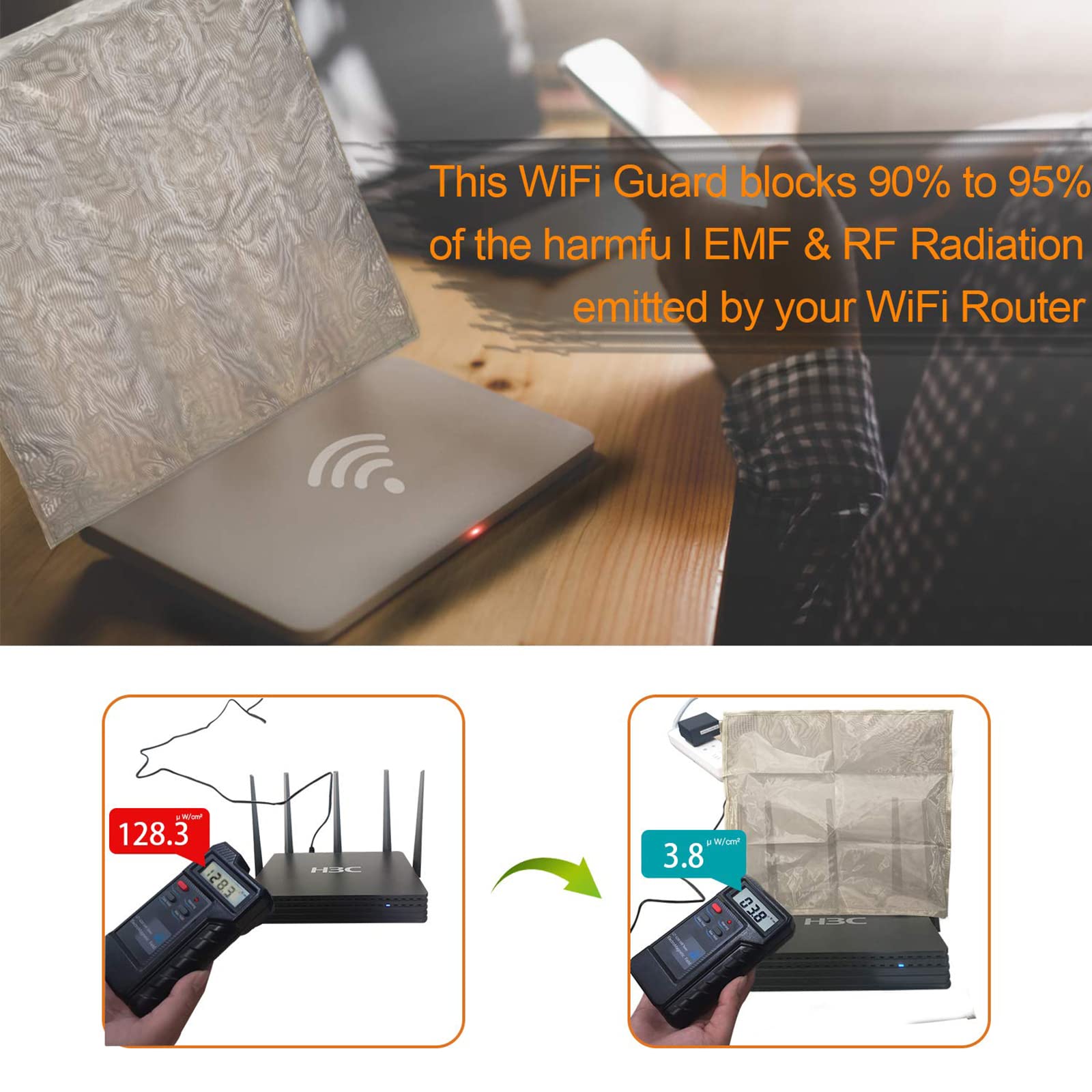 Schermatura EMF Copertura Router WiFi, Blocco RF Protezione Radiazioni - Tessuto 100% Fibra D'Argento, 13.7 * 15.7 in