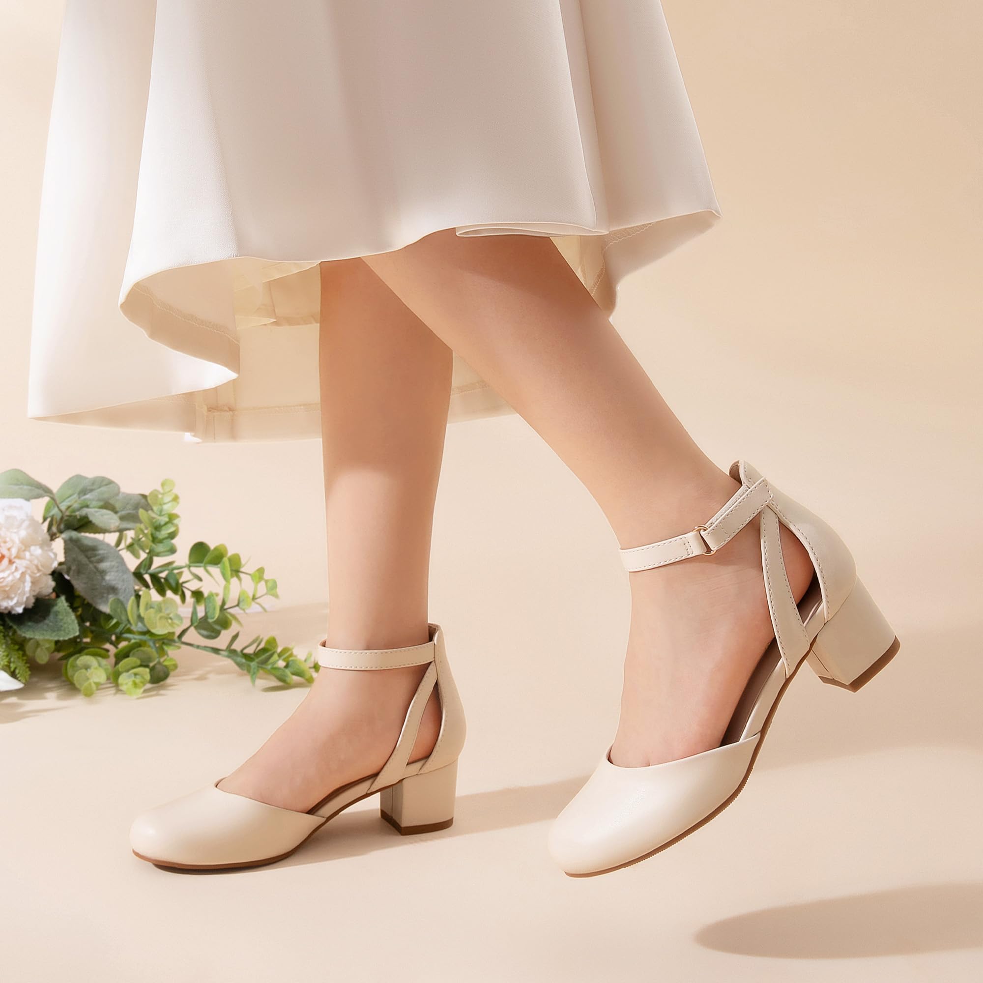 DREAM PAIRS Ballerines Filles à Talon Bloc Mary Jane | Chaussures de Princesse Confortables pour Fête Soirée