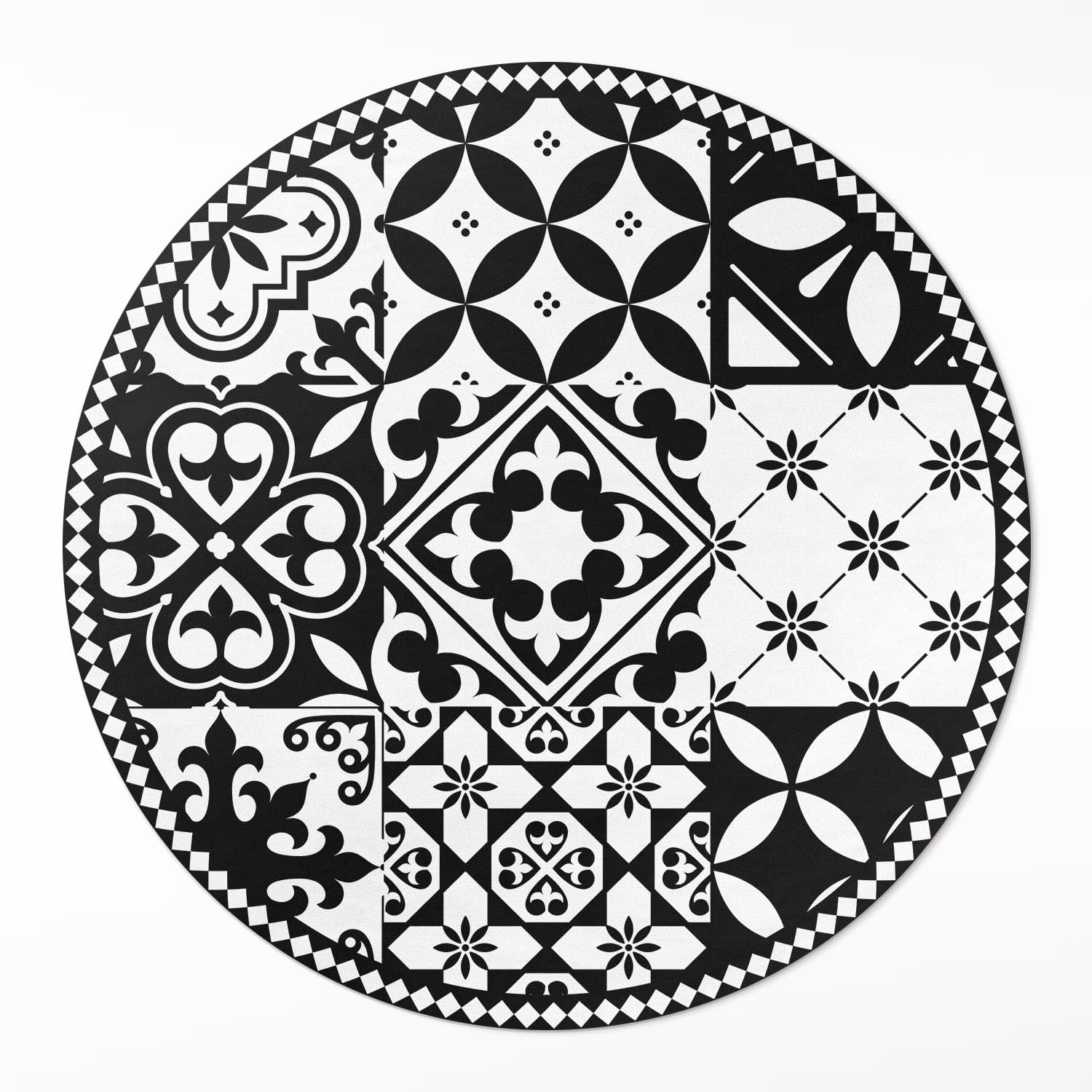 Tapis vinyle ø130 cm pour cuisine et salon au design carreaux